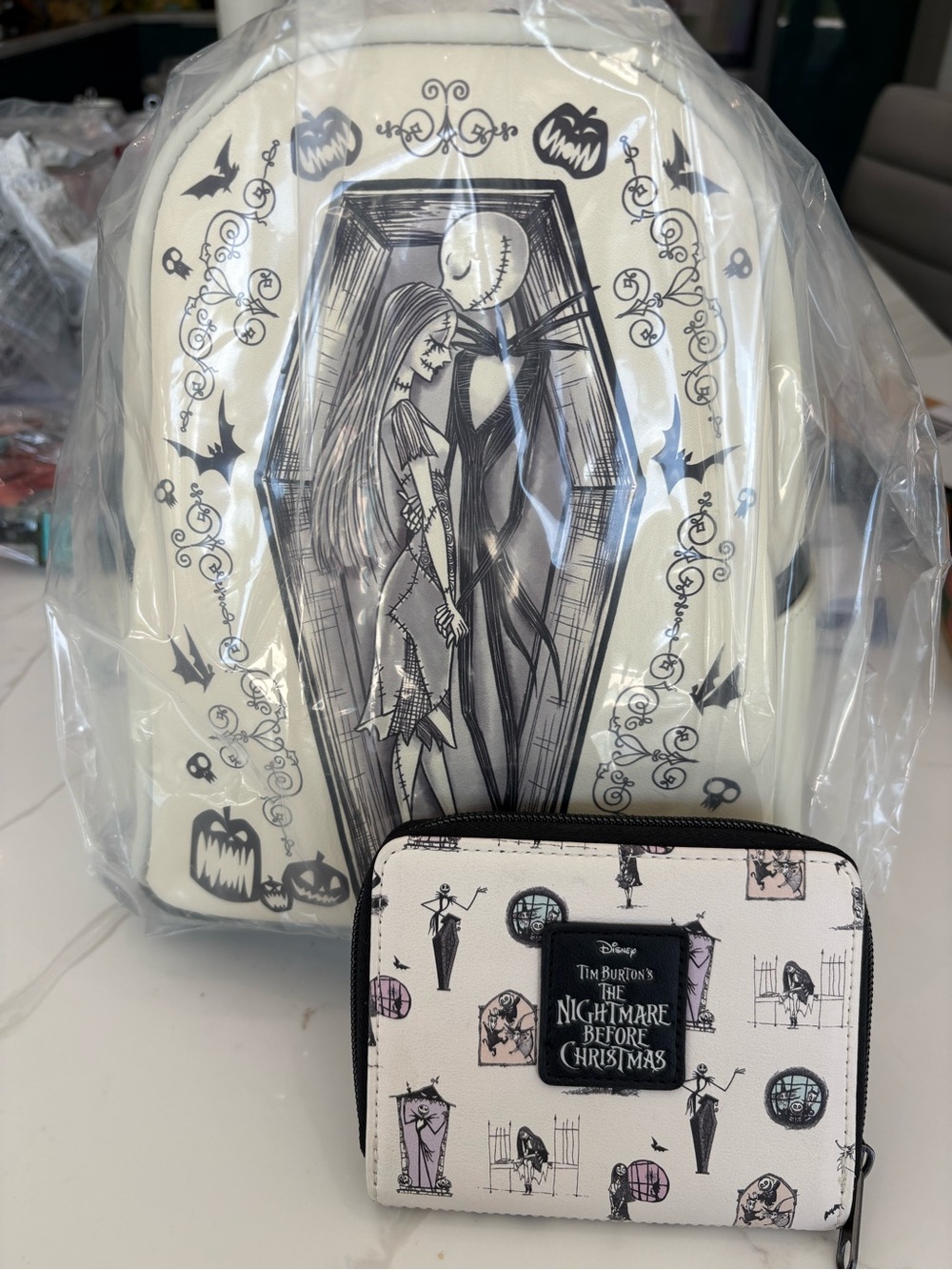NWT Loungefly The Nightmare Before Christmas Jack & Sally Mini Backpack & wallet